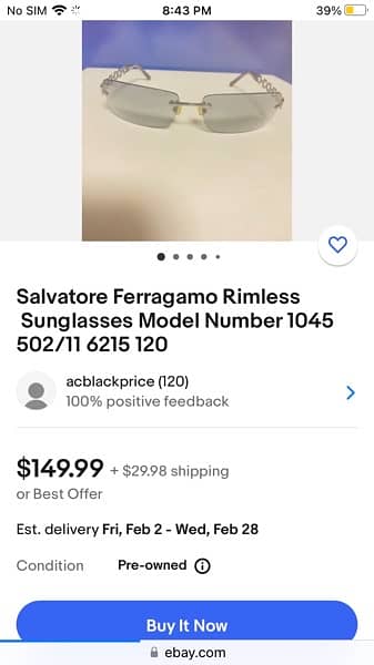 Salvatore Ferragamo rimless Sunglasses Model  1045 511/61 10