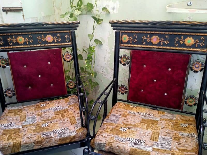2 Seater Iron Sofa Chairs Good Condition 1