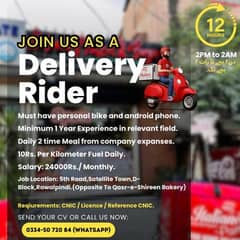 Delivery Rider Required for Pizza delivery fast food