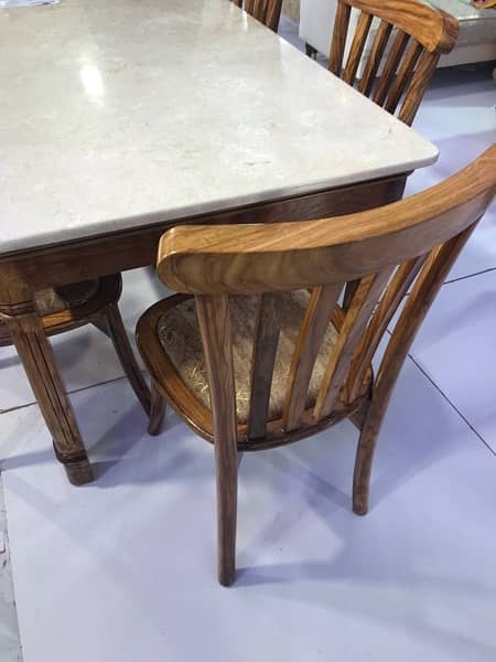 Stylish New Sheesham Wood Dining Table ( Marble top) - Seats 6 1