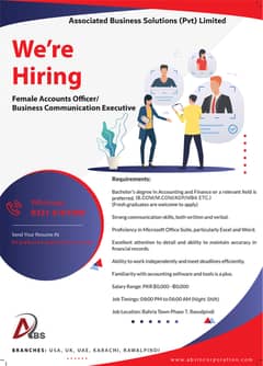 Female Accounts Officer/ Business Communication Executive (Night) 0