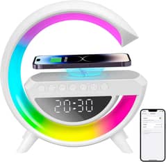 Bluetooth speaker with clock LED lamp and wireless charger - HM-3401
