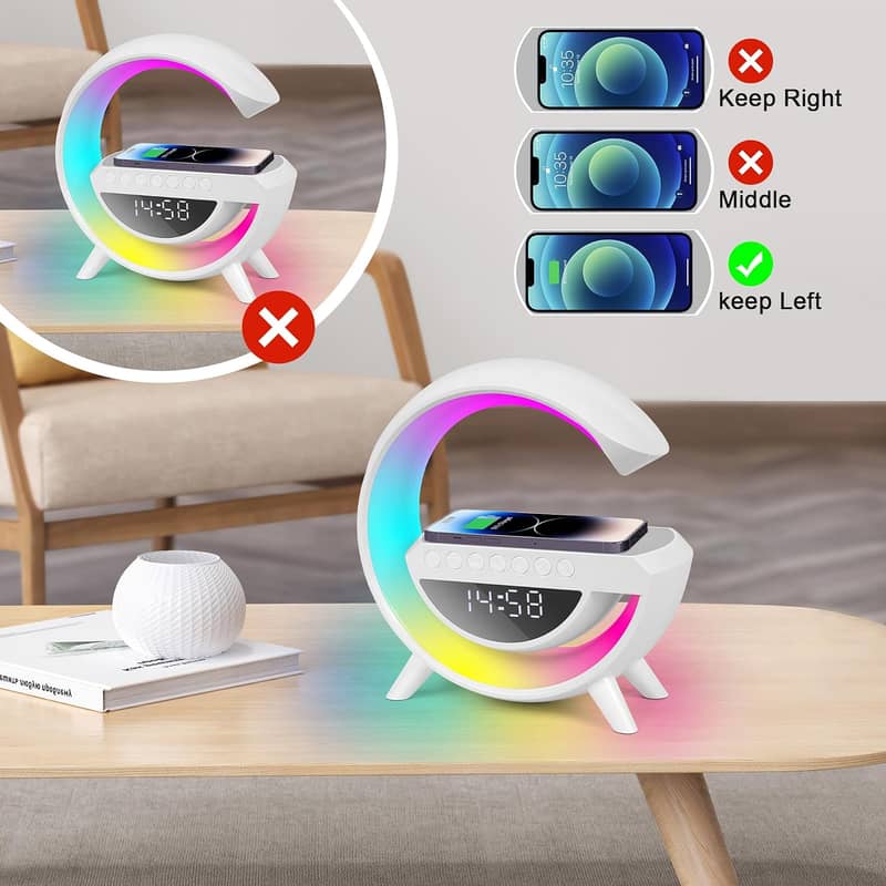 Bluetooth speaker with clock LED lamp and wireless charger - HM-3401 1