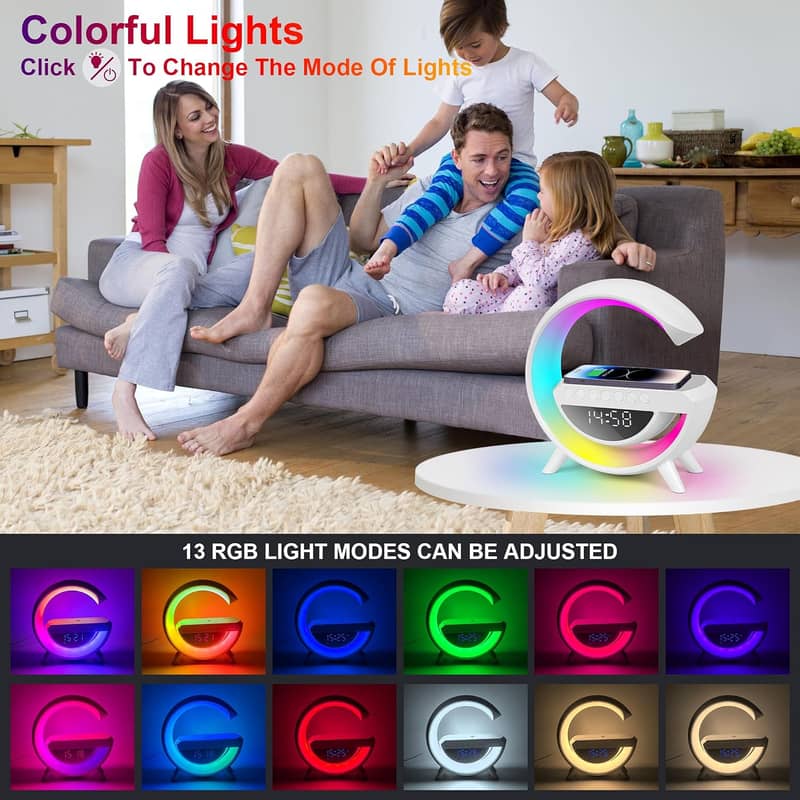 Bluetooth speaker with clock LED lamp and wireless charger - HM-3401 3