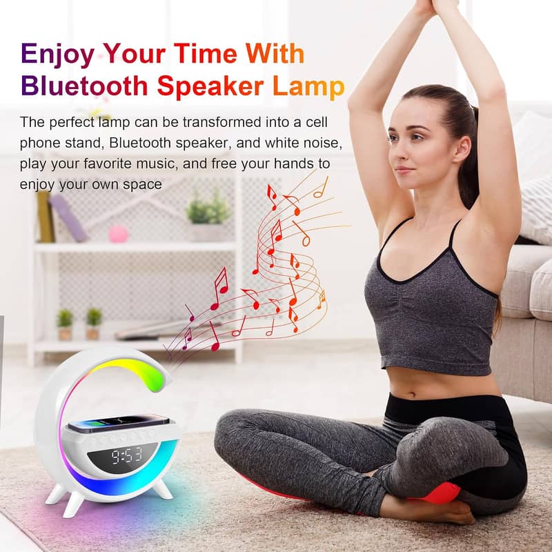 Bluetooth speaker with clock LED lamp and wireless charger - HM-3401 4