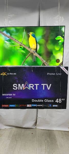 43" smart wifi borderless crystal glass led 3