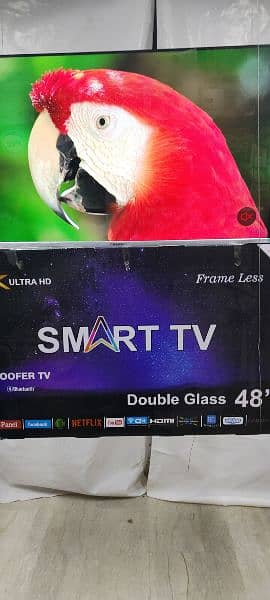 43" smart wifi borderless crystal glass led 4