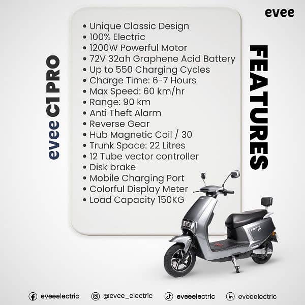 Evee C 1 Pro Electric Scooty 2024 Model Zero Meter 8