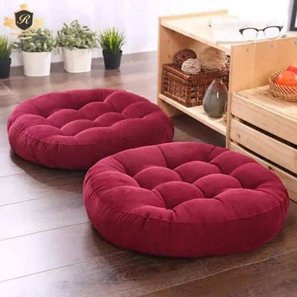 2 PCs Velvet Floor Cushions | Delivery Available 2
