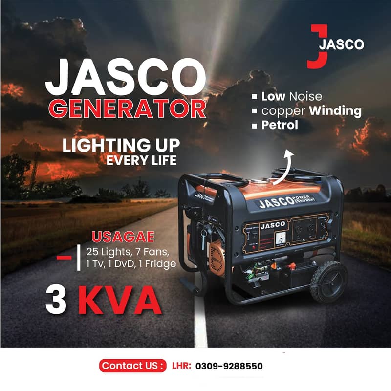 Generator  8 kva J9000dc Jasco Golden Petrol and Gas New with Warranty 4