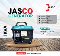 Generator  1 kva J1000 Jasco Green Petrol New with Warranty