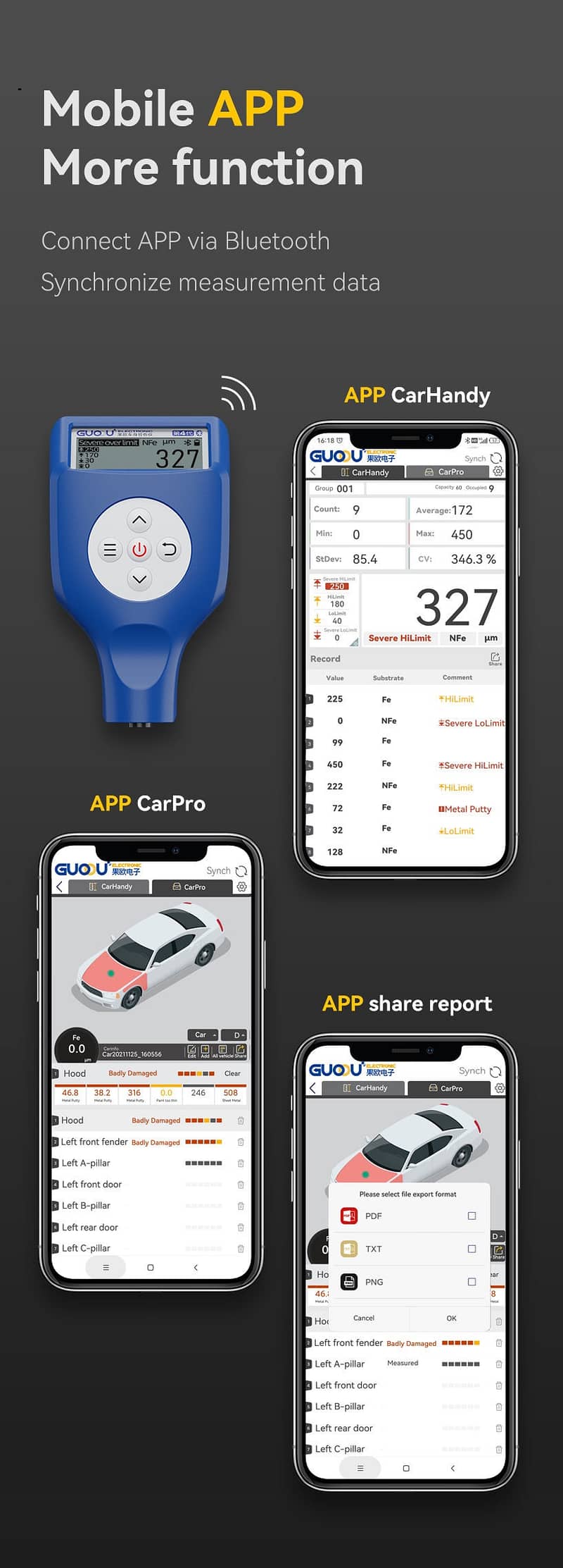 Car paint check device and report genrator for Professional use 10