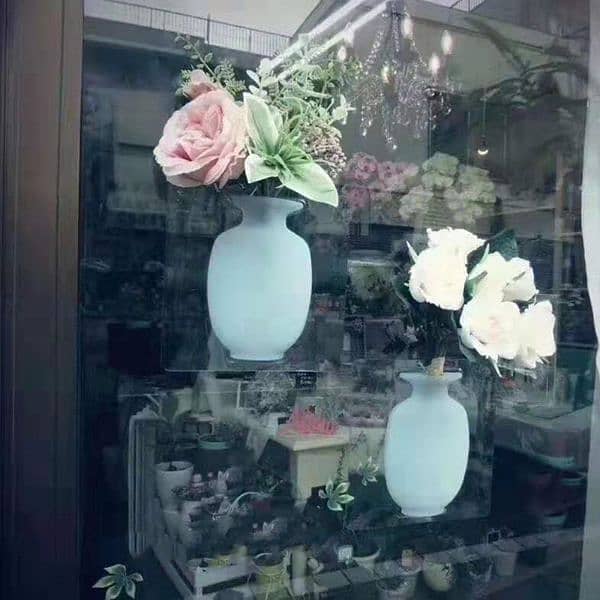 4 PCs Sticky Vase Wall Mounted Plant Holder Decorative Flower Display 3