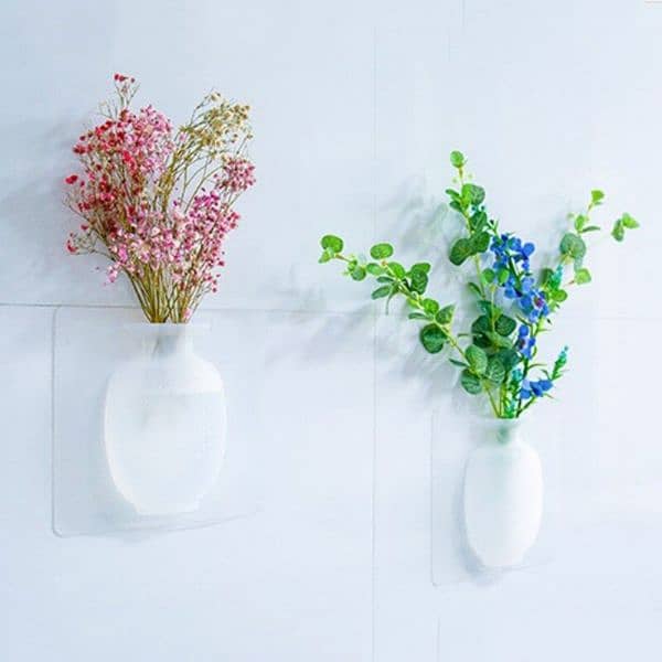 4 PCs Sticky Vase Wall Mounted Plant Holder Decorative Flower Display 4