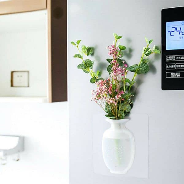 4 PCs Sticky Vase Wall Mounted Plant Holder Decorative Flower Display 6