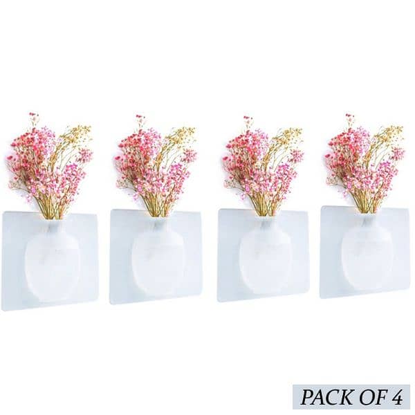 4 PCs Sticky Vase Wall Mounted Plant Holder Decorative Flower Display 13