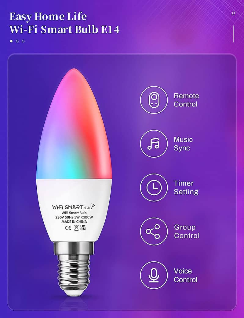 2 Pack) BENEXMART Tuya WiFi LED Bulb Gu10 RGBCW Dimmer Lamp Spot Light 8