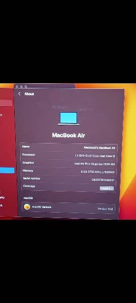 MacBook Air 2020 Core i3 8GB 256GB with Box 8