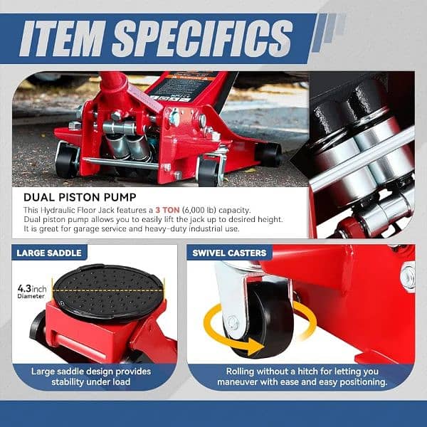 Universal Low Profile Garage Hydraulic Trolley Service Lift Floor Jack 2