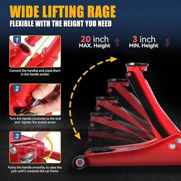 Universal Low Profile Garage Hydraulic Trolley Service Lift Floor Jack 3