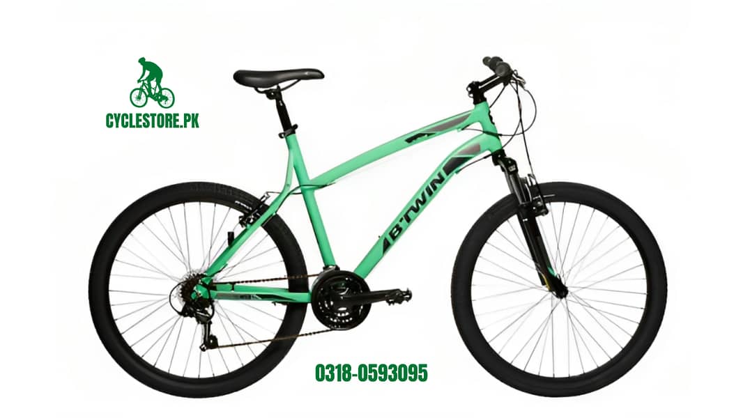Btwin Rockrider 340 Green MTB Cycle 1