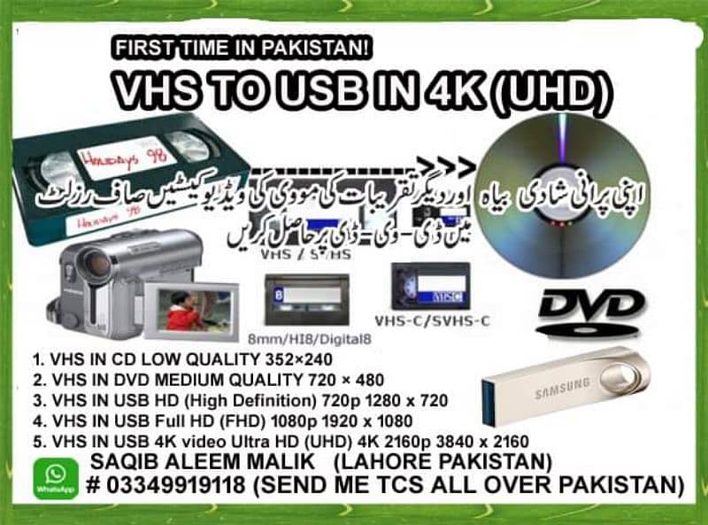 VHS VCR VIDEO CASSETTES TO USB IN 4K,HD DVD Computers & Accessories