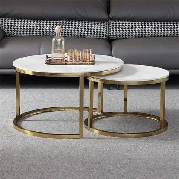 2 pieces round center tables set 2