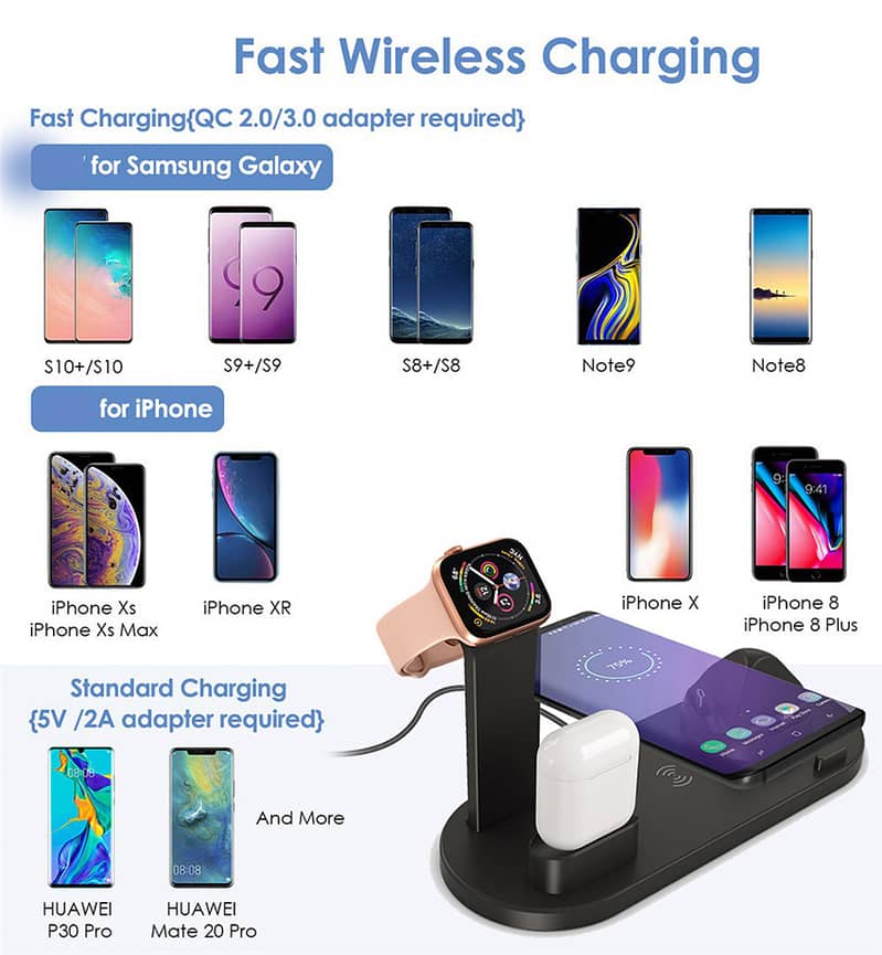 Wireless Charger Stand Pad Fast Charging Dock. 9