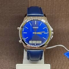 Casio Design Blue Analog Digital Leather Men's Watch Brand New