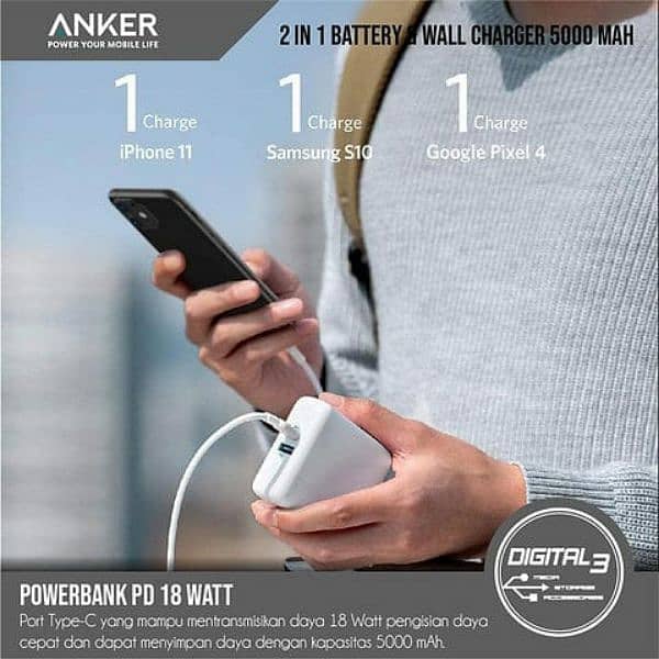 Anker power bank+charger 5000mah 6