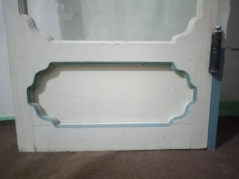 Door, Wood & Glass, with Handle, Lock, Hinges(Qabzy)& Base, Size:2ʼ×6ʼ 1