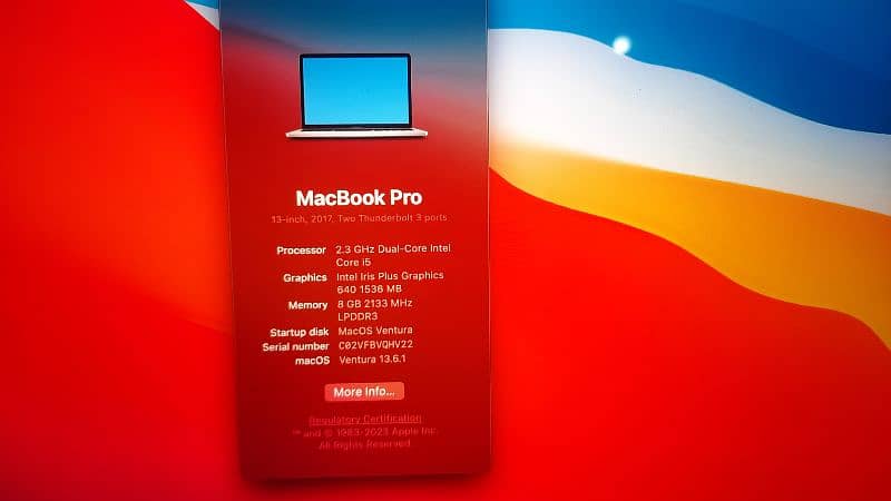 Macbook Pro 2017 in good condition 8/128 GB 9
