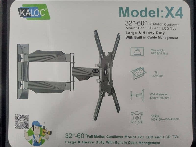 LCD LED tv monitor adjustable Wall mount bracket Heavy duty kaloc x4 2
