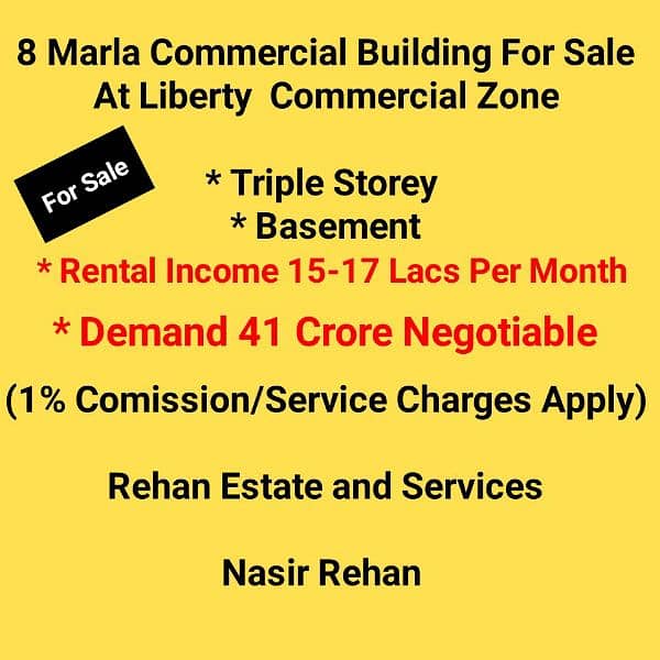 8Marla Commercial Building For Sale At Liberty  Market Lahore 0
