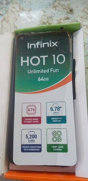 Infinix Hot10 4gnram 64 storage brand new condition complete box 1