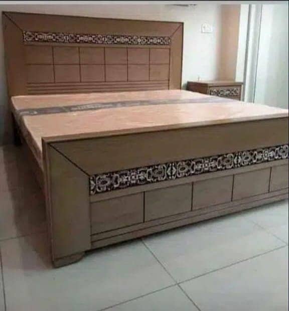 bed / king size double bed / wooden bed / bed dressing side table 3