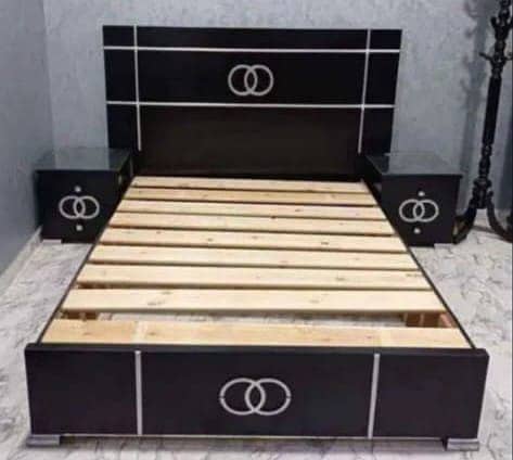 bed / king size double bed / wooden bed / bed dressing side table 1