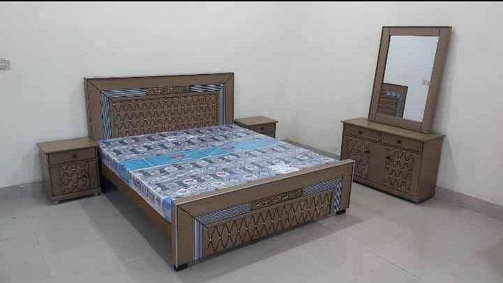 bed / king size double bed / wooden bed / bed dressing side table 6