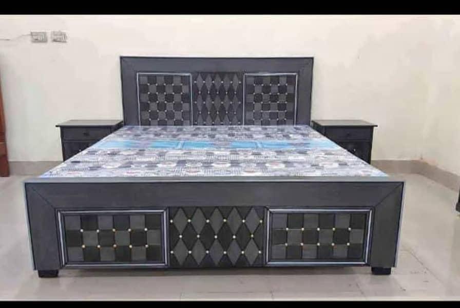 bed / king size double bed / wooden bed / bed dressing side table 16