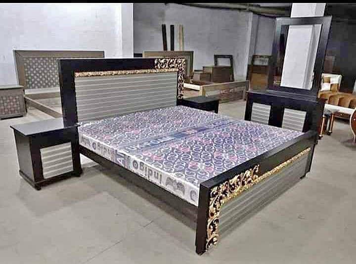 bed / king size double bed / wooden bed / bed dressing side table 17