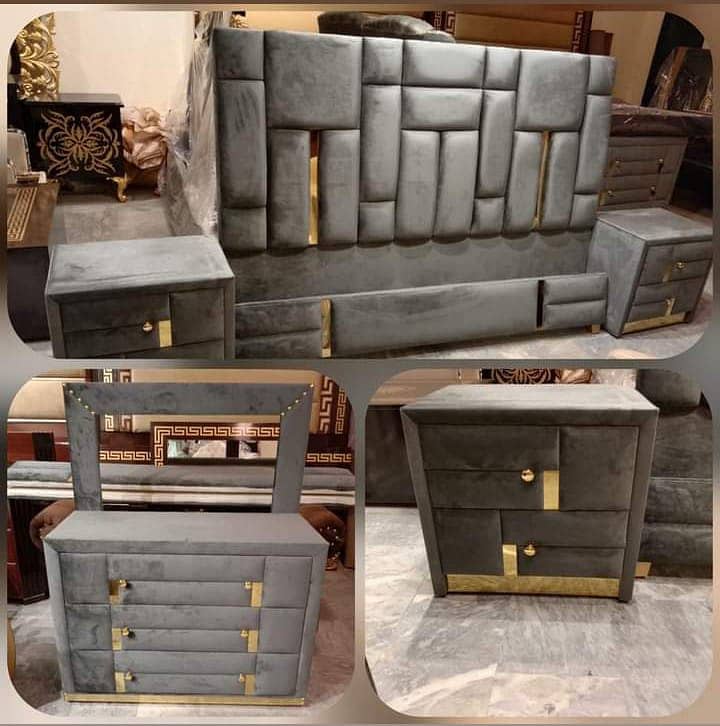 bed set/dressing/side tables/single bed/almari/king size bed in lahore 17