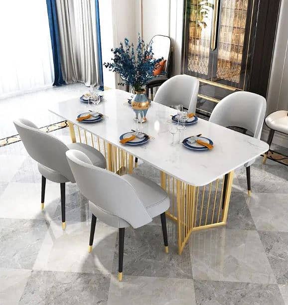 Luxury marble dining table marble effect sheet top dining table 1
