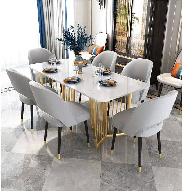 Luxury marble dining table marble effect sheet top dining table 2