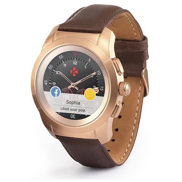 Luxury Pink Gold/Brown Leather Smartwatch - ZeTime Petite 0