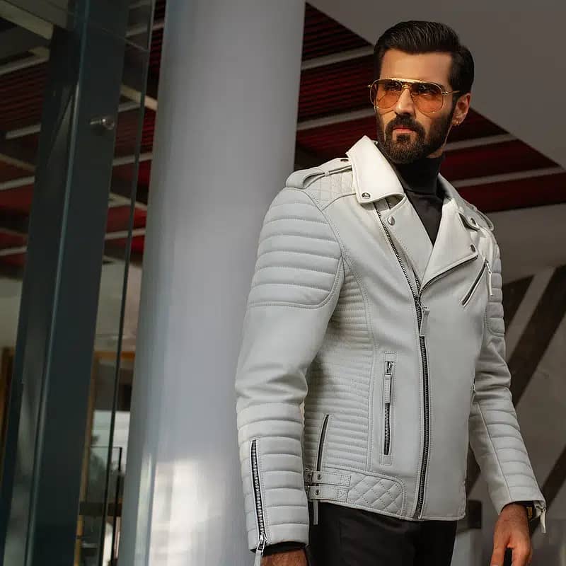 White Biker leather jacket for Men's | Best Genuineleather motorcycle 7