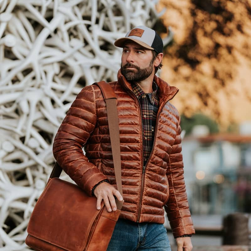 BRIDGER LEATHER DOWN JACKET | Genuine Puffer Leather Jacket Custom 1