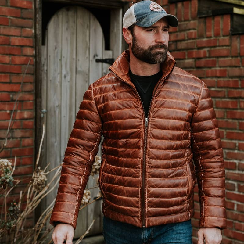 BRIDGER LEATHER DOWN JACKET | Genuine Puffer Leather Jacket Custom 2