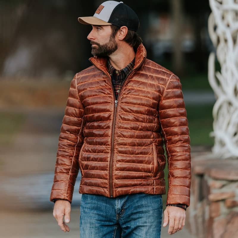 BRIDGER LEATHER DOWN JACKET | Genuine Puffer Leather Jacket Custom 4