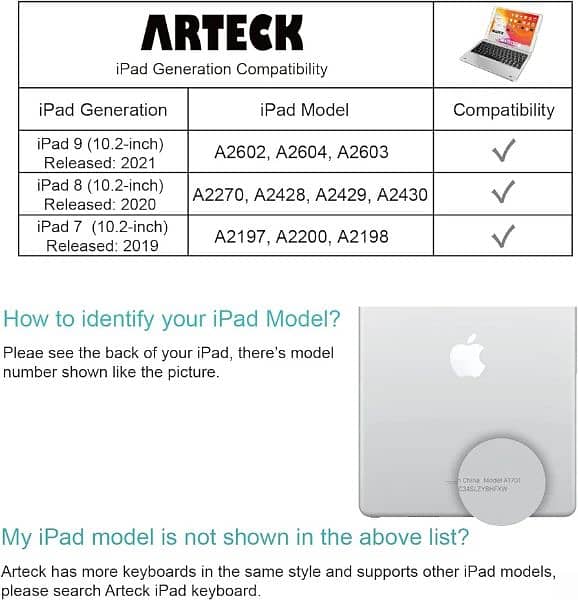 Arteck iPad 9th Gen (10.2-inch, 2021) Keyboard Case, 4