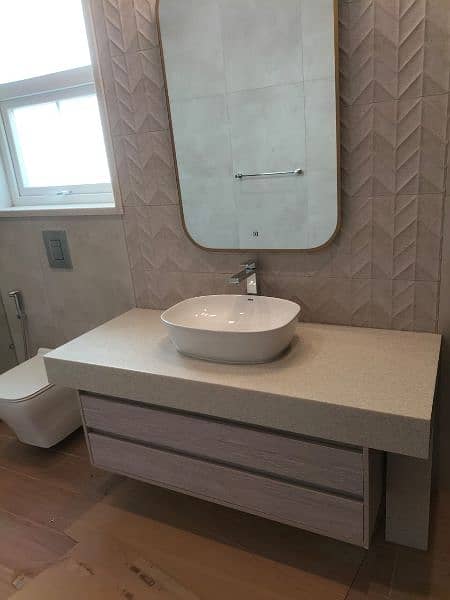customized Bathroom Vanity/ corian top vanity/ pvc drawers/upper basin 2